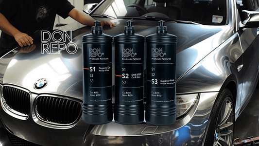 don repo bmw car polishing, in the style of multi-panel compositions, decorative vessels, stark visuals, igor zenin, dark silver and dark indigo, linear precision,